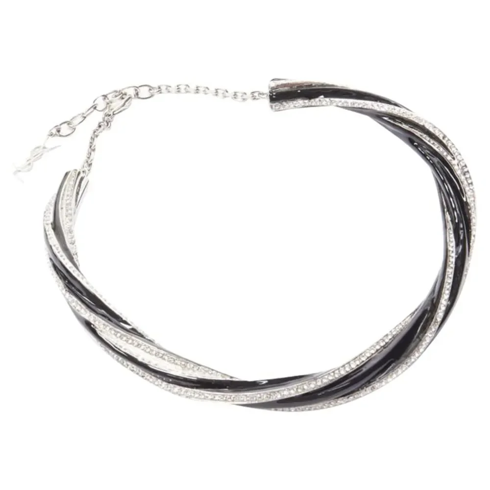 Saint Laurent Crystal Charm Choker Necklace